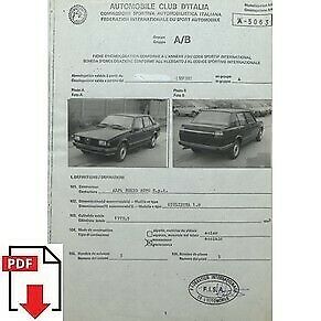 1982 Alfa Romeo Giulietta 1.8 FIA homologation form PDF download